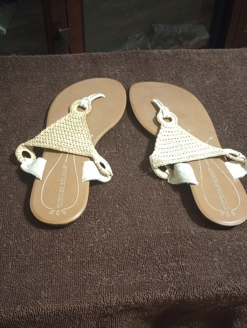 Montego Bay Club Ivory Woven Slide Sandals